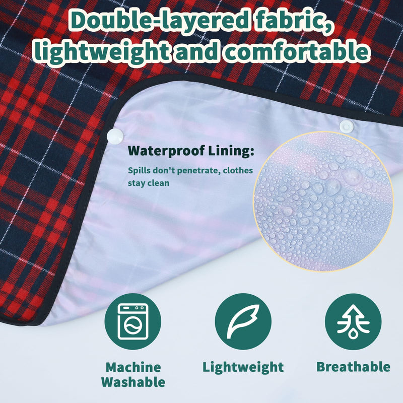 [Australia] - Adult Bibs for Men Pack of 3 - Reusable Bibs for Adult Eating, Clothing Protector with Crumb Catcher, Waterproof & Machine Washable Large Bids for Elderly Seniors Gifts for Men/Dad/Father 