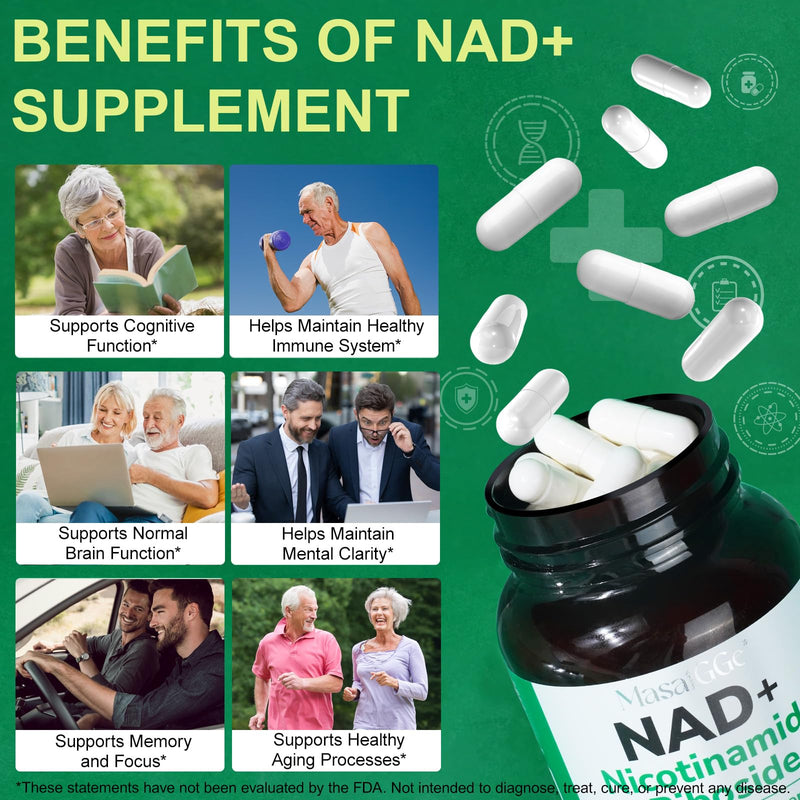 NAD+ Supplement with Nicotinamide Riboside 910mg, Resveratrol Supplements - Anti-Aging, Energy & Cellular Health Support - 120 Capsules - Gluten-Free, Vegan