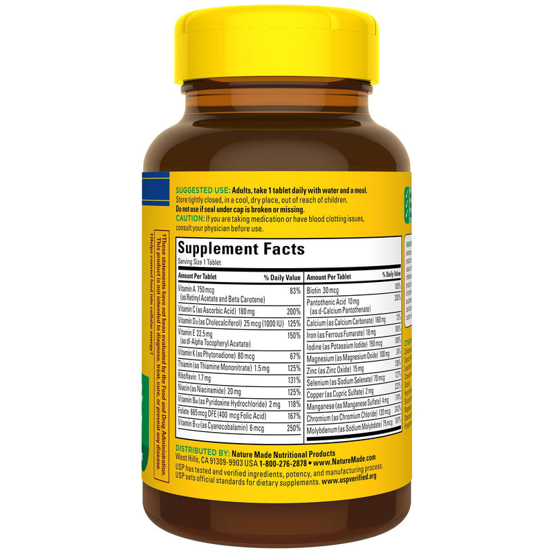 [Australia] - Nature Made Multivitamin Tablets with Vitamin D3 and Iron, 130 Count for Daily Nutritional Support Unflavored 130 Count (Pack of 1) 