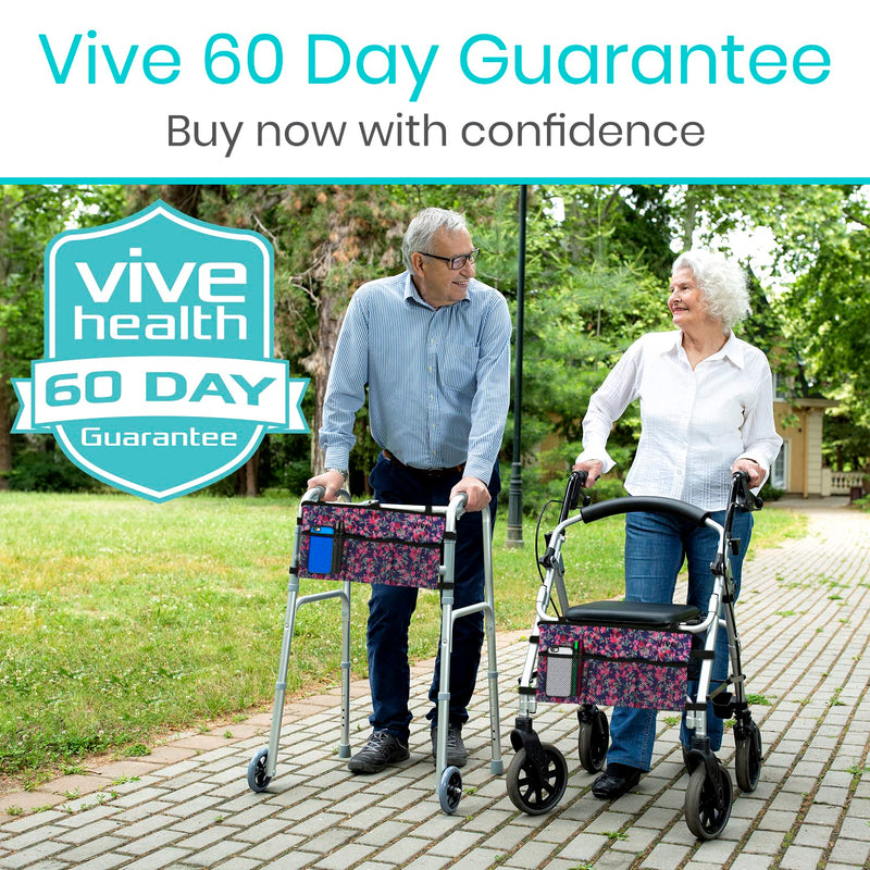[Australia] - Vive Walker Bag - Accessories Wheelchair Basket Pouch (Water Resistant) - Seniors Caddy Accessory Attachment for Folding, Rolling Walkers - Carry Storage Carrier Tote - Lightweight, Universal Size Pink Floral 