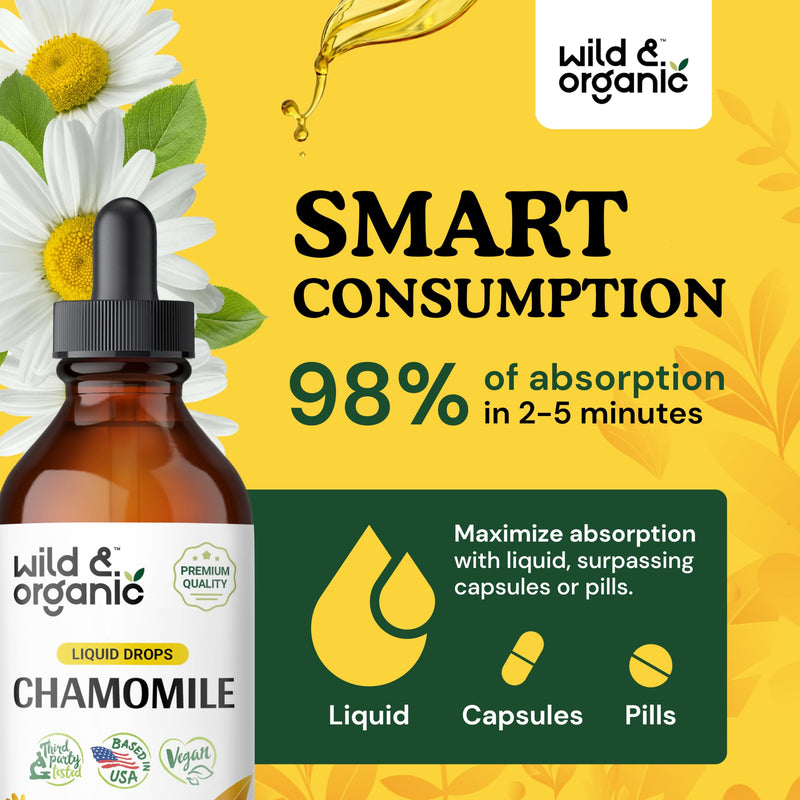 [Australia] - Chamomile Flower Supplement - Organic Chamomile Liquid Extract - Vegan, Alcohol Free Drops - 4 fl oz 4 Fl Oz (Pack of 1) 