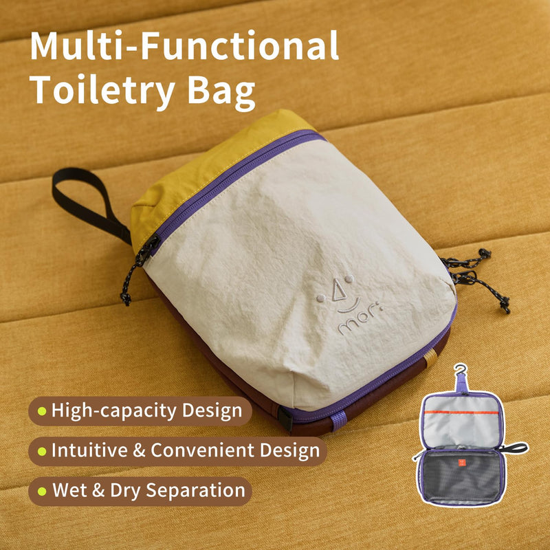 morning deer Small Toiletry Bag Travel Bag with Hanging Hook | Dry-wet Separation,Makeup Cosmetic Bag,Shaving Kit Toiletry Bag, Travel Organizer for Shampoo,Toiletries,Gym,Camping