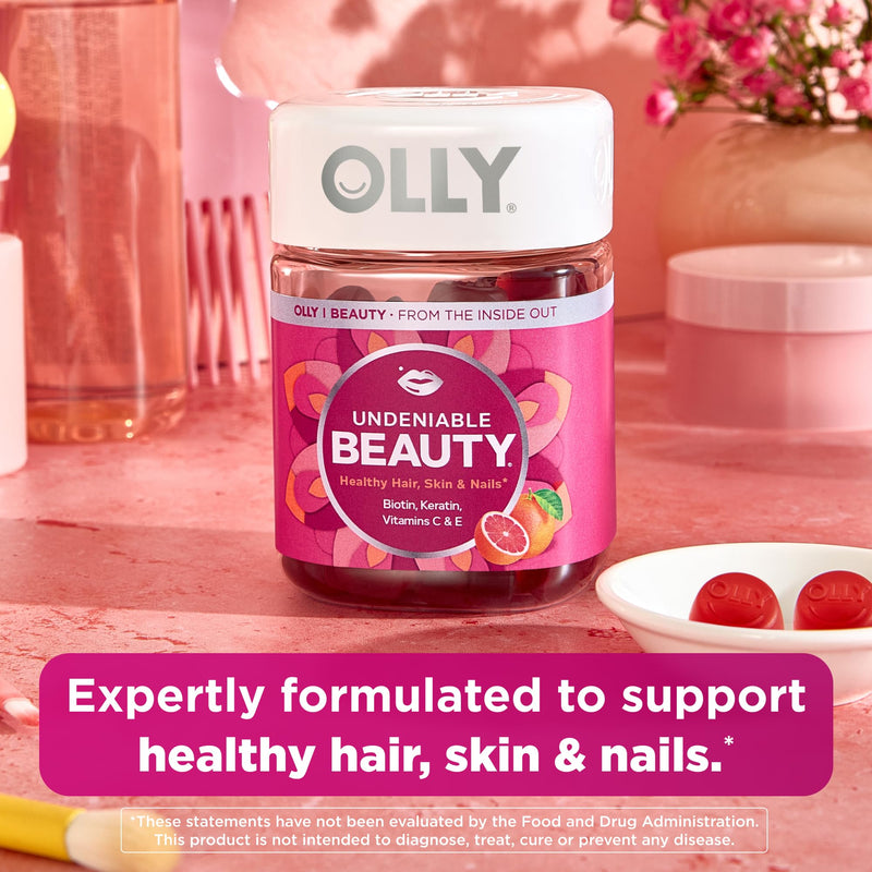 OLLY Hair Skin and Nails Gummies, Undeniable Beauty, Biotin - 60 Count 60 Count (Pack of 1)