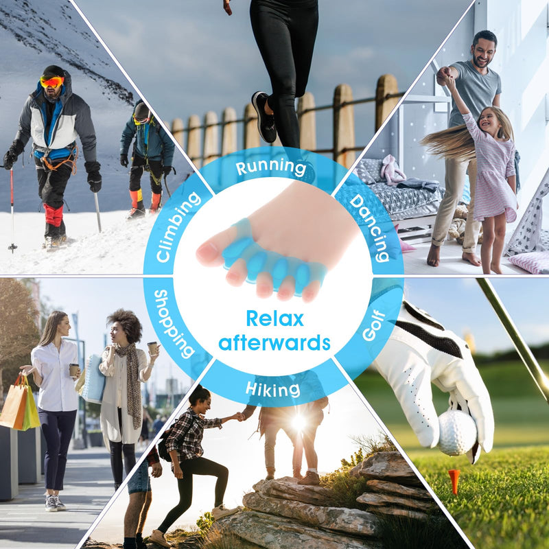 [Australia] - Andibro Silicone Soft Toe Separator, Pack of 4 Toe Separators Hallux Valgus Toe Spacer Women Men Universal Size for Hallux Valgus Hammer Toe Pad Bandage Blue + Pink 