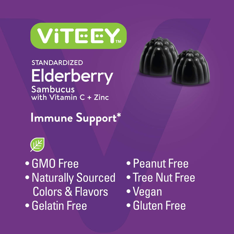 [Australia] - Sambucus Elderberry Gummies for Adults & Teens + Zinc & Vitamin C- Immune Support Supplement- Vegan, Gluten Free, Gelatin Free, GMO Free - Tasty Chewable Berry Flavored Black Elderberry Immunity Gummy 60 Count (Pack of 2) 