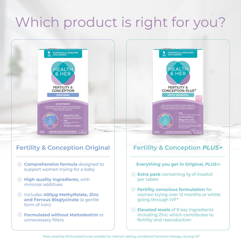 Health & Her Fertility & Conception Original - prenatal Vitamins for Women- Contains Folic Acid, Vitamin D, B12, Zinc and Magnesium - 1 Month Supply - 60 Capsules - Vegan & Gluten Free 60 count (Pack of 1)