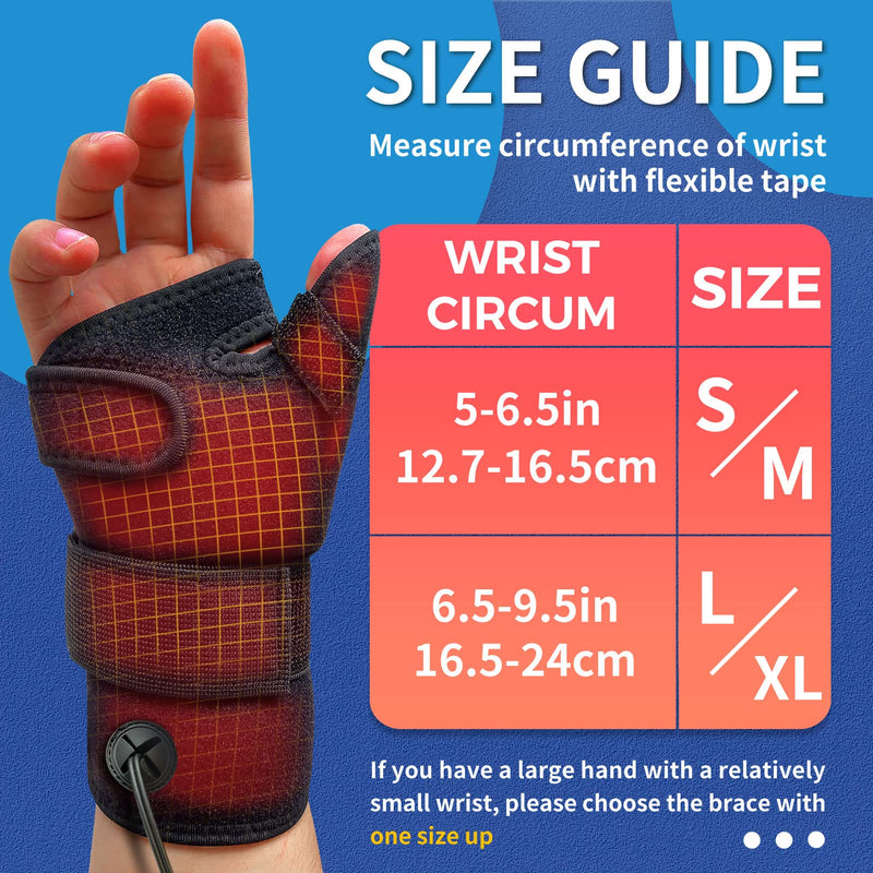[Australia] - sticro Wrist Thumb Brace Heating Pad for Arthritis and Carpal Tunnel Relief, Hand Heating Pad for Sprains Trigger Thumb, Tendonitis Pain Relief - Left Right Hand (L/XL) L/XL Black Wrist Thumb Brace 