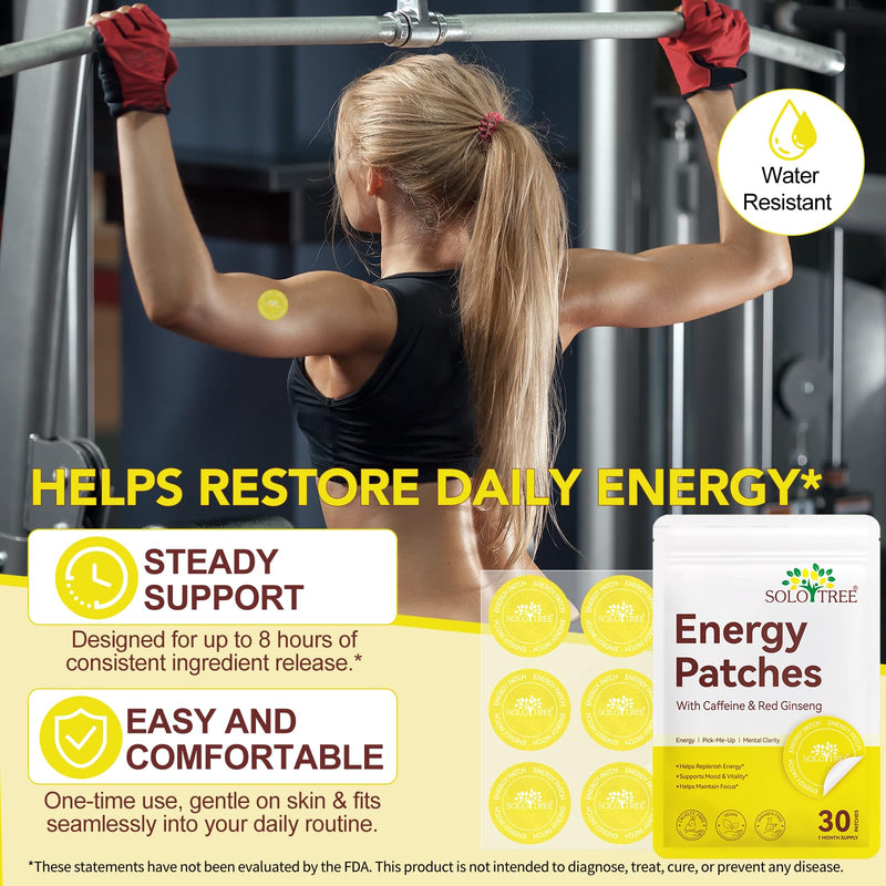 [Australia] - Energy Patches for Adults Men Women - Topical Daily Wellness Awake Energy Patch - Enhanced Focus & Body Support with Caffeine, Biotin, B5, B3 and B12 