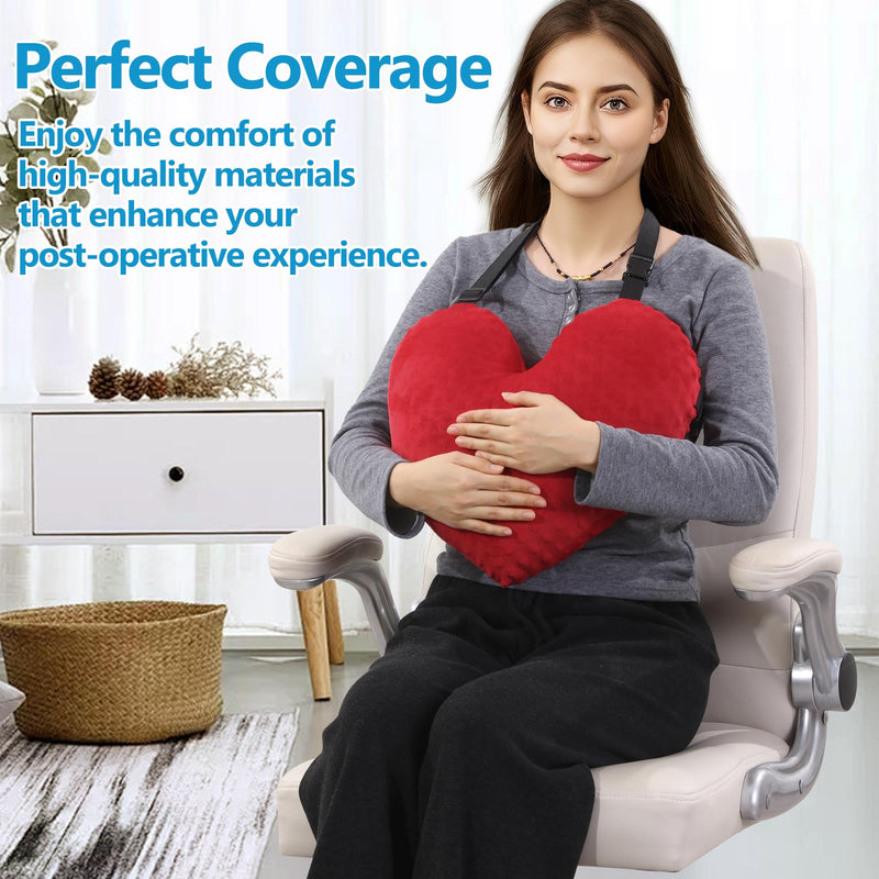 [Australia] - BALAPET Adjustable Heart Shape Pillow for After Heart Surgery, Soft Plush Open Heart Surgery Pillow for Heart Surgery Recovery, Chest Pillow with 2 Fixed Straps for After Heart Surgery Gifts(Red) Red 