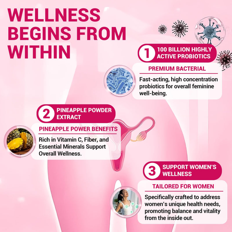 Pineapple Feminine Gummies – Probiotics for Women pH & Vaginal Probiotics Supplement – Vegan, Gluten-Free Womens Probiotic – 60 Gummies