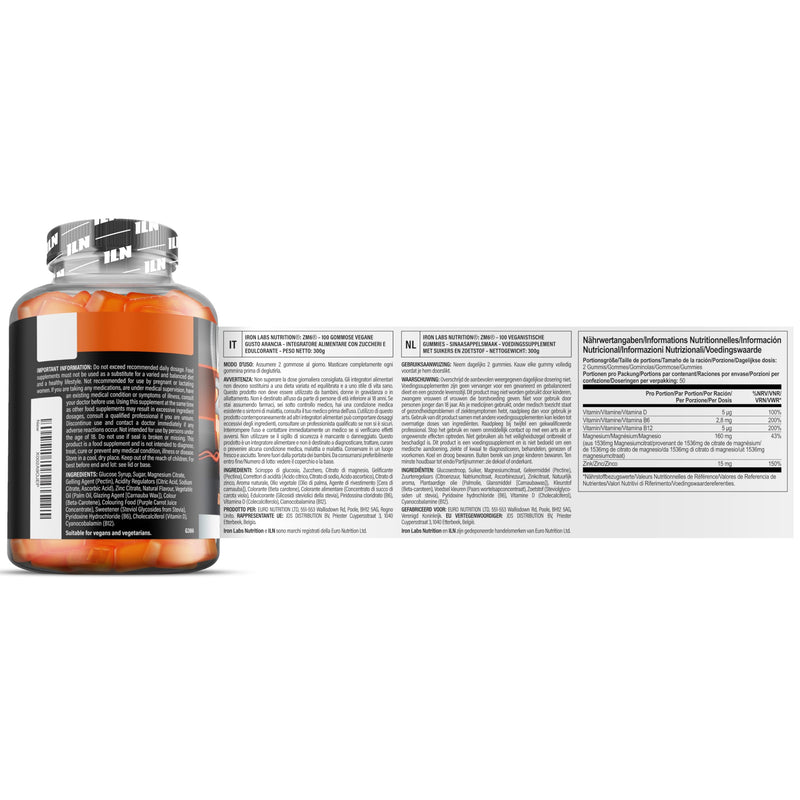 ZM6 – High Strength Zinc and Magnesium Gummies – 100 Vegan Gummies (Orange Flavour) – Supplement for Men and Women - Zinc Citrate and Magnesium Citrate 100 count (Pack of 1)