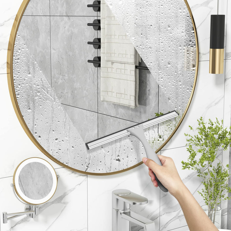 [Australia] - AmazerBath Squeegee for Shower Glass Door, Shower Squeegee for Glass Doors - All-Purpose Squeegee with Hook for Shower Doors, Windows, Mirrors, Tiles and Car Glass - 10 Inches Gray 