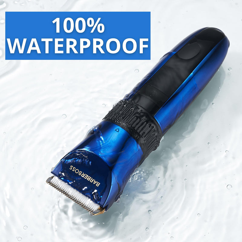 [Australia] - BarberBoss Wireless Self-Sharpening Waterproof Beard and Hair Trimmer with Ceramic Blades, LED Display, Fast Charging and 8 Color Comb Attachments QR-2082 