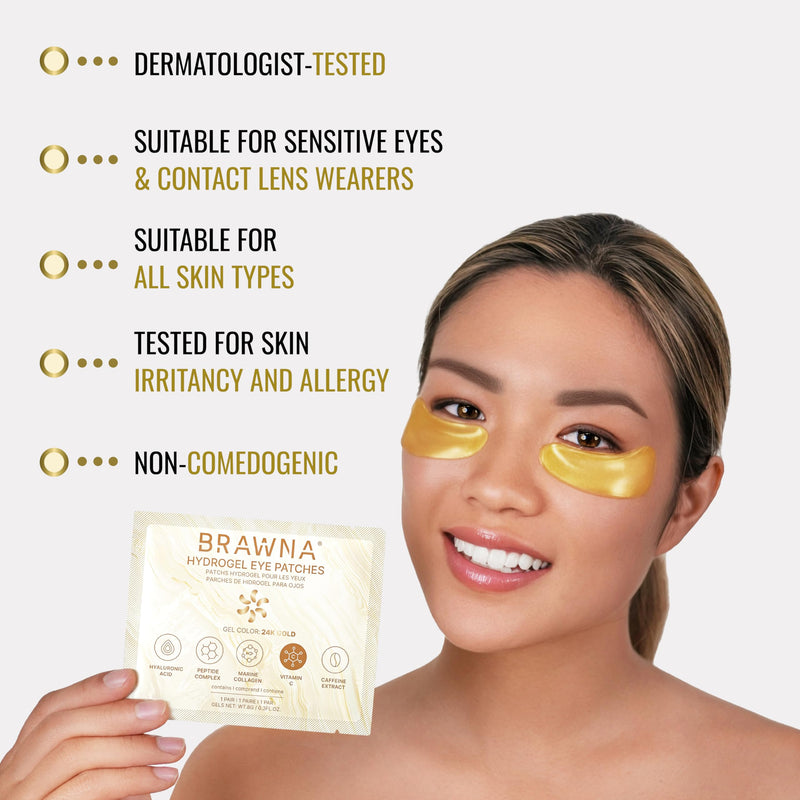 UnderEye Patches – Hydrogel Masks with Vitamin C, Caffeine & Collagen – For Dark Circles, Puffy Eyes, Wrinkles & Tired Skin – 24K Gold Skincare – 24 Pairs Gold - 24PK