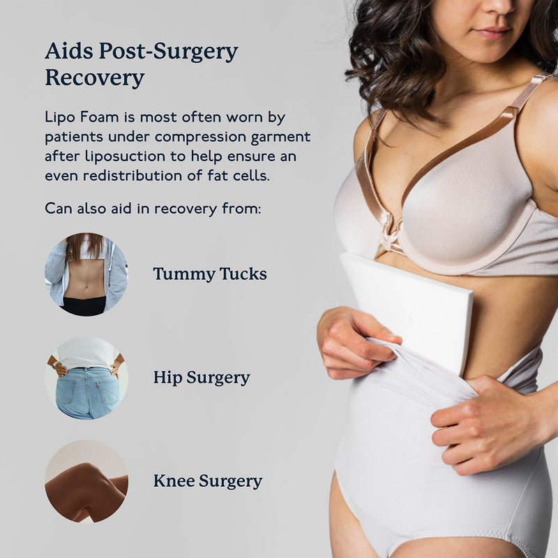 Envi Essentials Lipo Foam | Latex Free Polyurethane Sheets - 11" x 8" x 1/2" Thick | Made in The USA | Recovery Foam for Use After Liposuction, Tummy Tuck, C-Section and Breast Augmentation | 3 Pack 11" x 8" x 0.5"