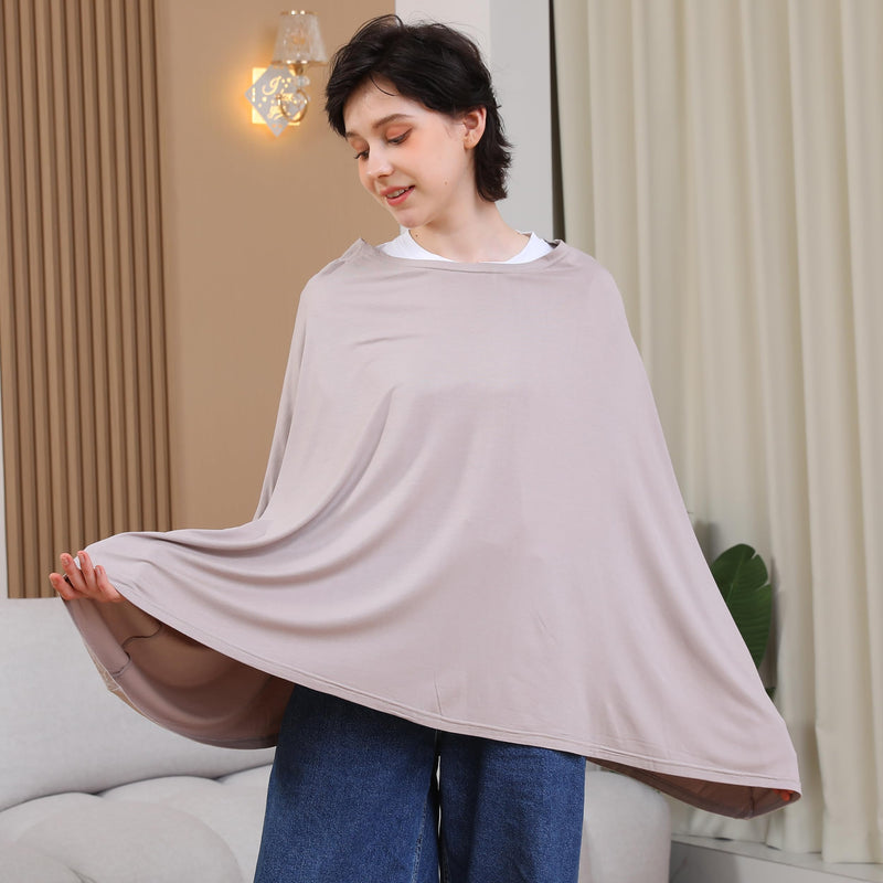[Australia] - Multi-use Nursing Cover for Breastfeeding, 360°Full Coverage Nursing Poncho, Rayon Soft & Breathable Breastfeeding Cover up (Smooth Rayon, Warm Taupe) Smooth Rayon 