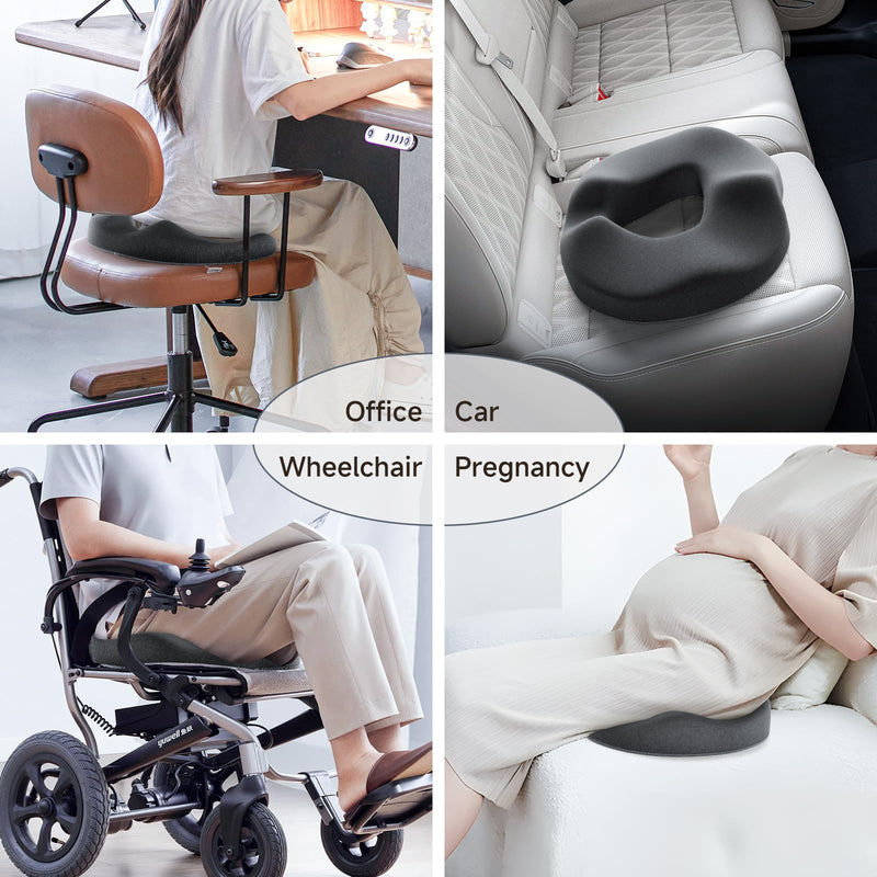 [Australia] - Benazcap Donut Pillow Seat Cushion Hemorrhoid Pillow for Sciatica & Tailbone Pain Relief, Memory Foam Cushion by Ergonomic for Coccyx, Sciatica, Pregnancy, Postpartum- Darkgray Dark Gray 