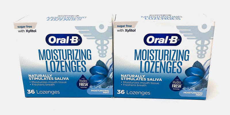 Oral-B Moisturizing Lozenges for Dry Mouth, Moisturizing Mint Flavor, 36 Count (Pack of 2)