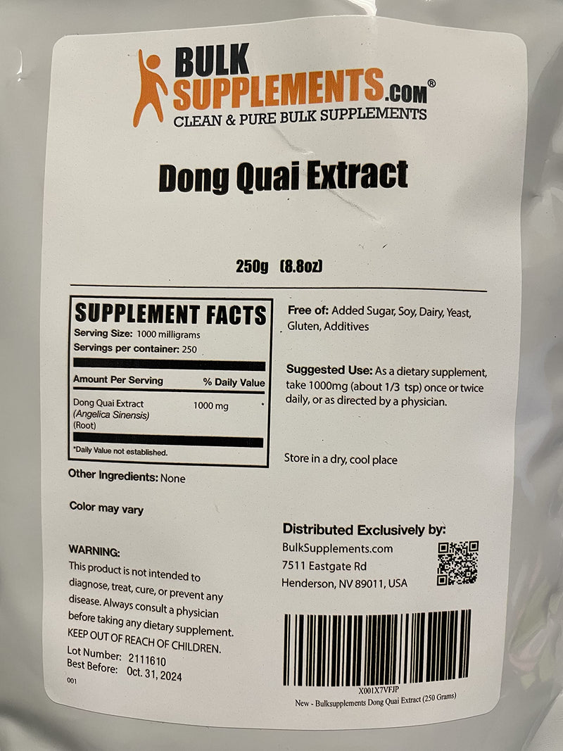 [Australia] - BulkSupplements.com Dong Quai Root Extract Powder - Angelica Root Powder, Dong Quai Herbal Supplements - Vegan & Gluten Free, 1000mg per Serving, 250g (8.8 oz) (Pack of 1) 8.82 Ounce (Pack of 1) 