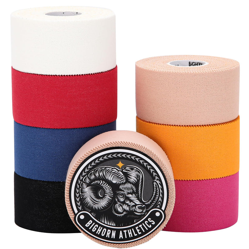 Bighorn Athletics Sports Tape & Medical Tape, Wrist Tape & Ankle Support Tape, EZ-Tear Zinc Oxide Infused Tape for Sensitive Skin, First-Aid Tape, 1.5-Inch x 45-Feet, 4 Rolls (Black, Blue, Red, White) Black, Blue, Red, White