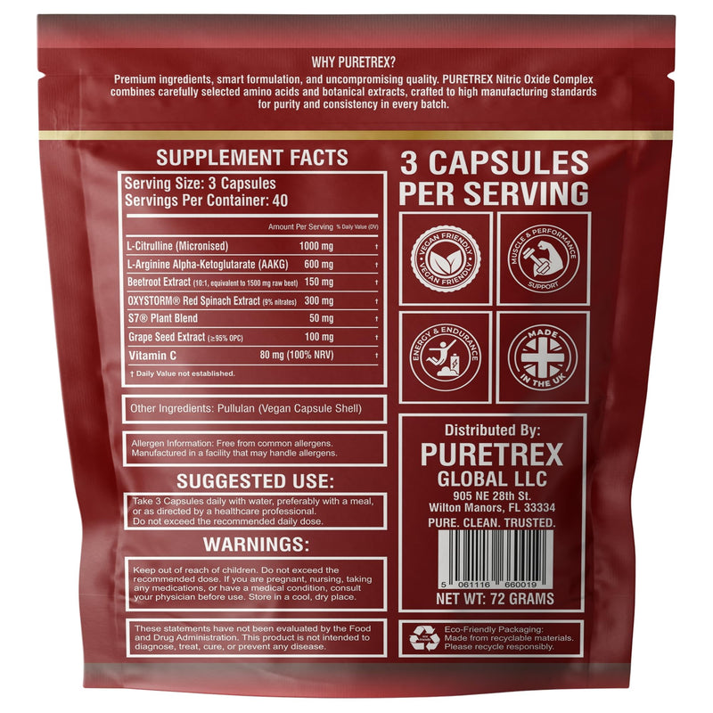 Nitric Oxide Booster – Pre Workout Supplement, 120 Capsules Made in UK – 3000mg L Citrulline AAKG Nitric Oxide Capsules, Blood Flow Pump Support, Endurance with Beetroot Red Spinach S7