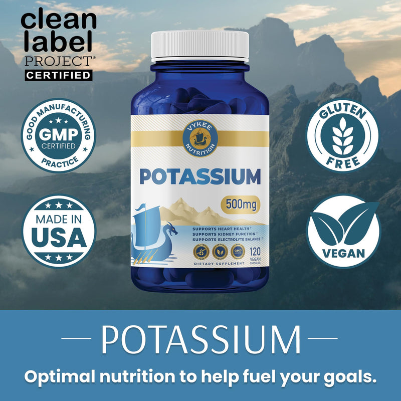 [Australia] - Potassium Citrate Capsules ‚Äì High-Potency 500mg Potassium Per Serving | Supports Muscle Function, Electrolyte Balance & Heart Health | Vegan, Non-GMO| 1 Bottle, 120 Capsules 