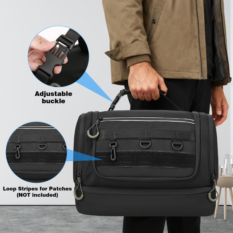 Toiletry Bag for Men, Handing Travel Toiletry Organizer Protable Water Ressistant Bathroom Shaving Bags for Toiletry Accessories, Travel Essentials, Black(Empty Bag)