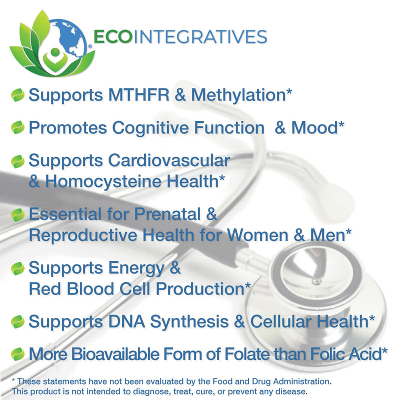 Active Folate 5-MTHF - Methylfolate 1000mcg, 60 Capsules | Supports Methylation, Energy, and Cellular Health, No added B12, Bioavailable Folate for Mood, Heart, and Prenatal Health
