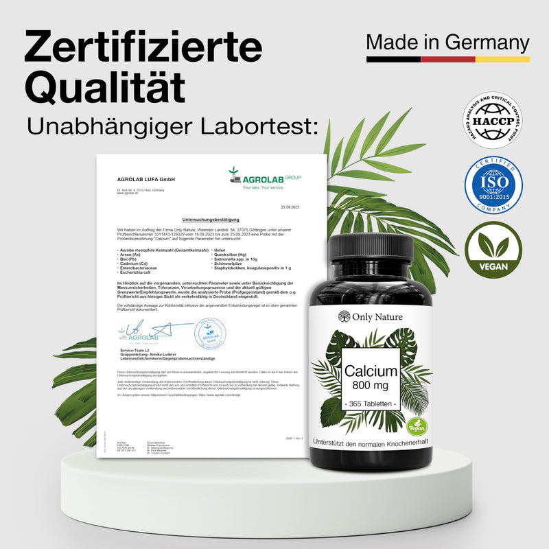 [Australia] - Calcium tablets (365 pieces) with 800 mg per daily dose - 100% vegan - without additives - produced in Germany & laboratory tested - high-dose calcium - calcium 