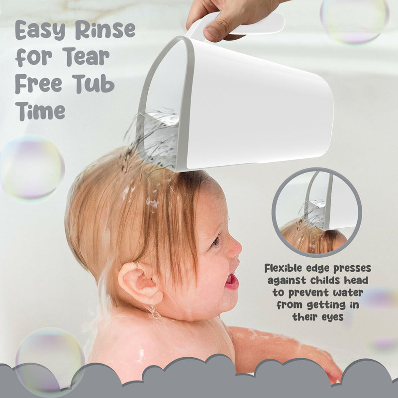 [Australia] - Shampoo Rinse Cup for Kids | Baby Bath Pail | Tear Free Baby Rinser Pail White/Gray 