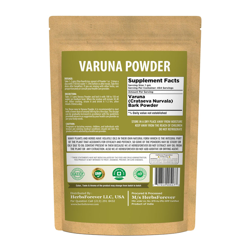 Varuna Powder – Crataeva Nurvala – Prostate Health – Support Prostatic, Kidneys, Gall Bladder and Urinary Tract Health – Non GMO, Organic, Vegan – 454 GMS