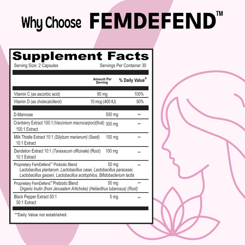 Viteey Vaginal Probiotic for Women - 14in1 FemDefend | Women’s Probiotic + Prebiotic with Cranberry & D Mannose – Vaginal Health & Urinary Tract Support Supplement – 60 Capsules