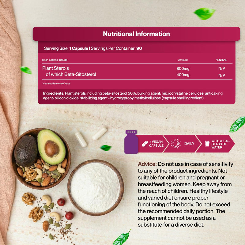 Hepatica Beta Sitosterol 400mg Daily | from 800mg Plant Sterols | 120 Vegan Capsules | 2-Month Supply | 3rd Party Lab Tested