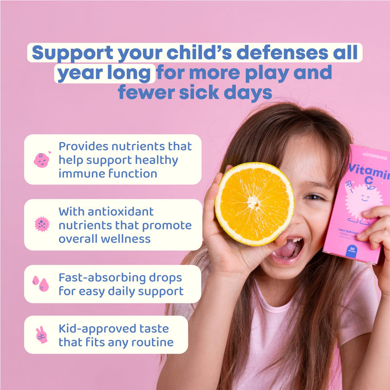 JoySpring Vitamin C and Zinc for Kids, Elderberry Liquid Supplement | Alcohol-Free Toddler Vitamin C | 3+ Years | (2 fl oz) 30 Servings (Pack of 2) 2 Fl Oz (Pack of 2)