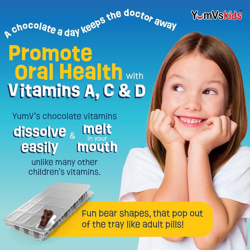 [Australia] - YUM-V'S - Kids Multivitamin Chewable Chocolate Bears - Multivitamin for Kids Supplement - 16 Vitamins & Minerals - Vitamins Including D, Zinc, C, B Complex & More, 60 Count Pack of 1 Chocolate 60 Count (Pack of 1) 