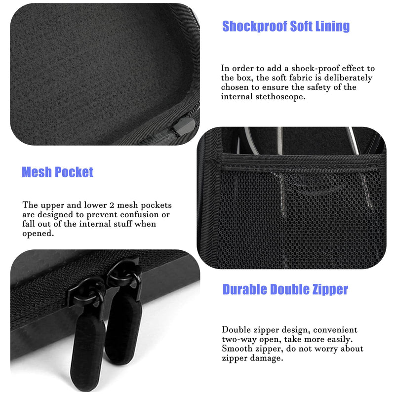 [Australia] - Stethoscope Case for 3M Littmann Classic III,Stethoscope Carrying Case for Nurse Gift,Lightweight Stethoscope Travel Holder for Lightweight II S.E (Black) EVA-Black(only case) 