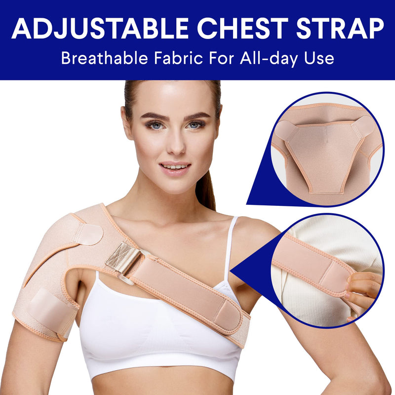 [Australia] - Suptrust Shoulder Brace for Men and Women, Adjustable Shoulder Brace for Pain Relief and Rotator Cuff Support, One Size Pink 