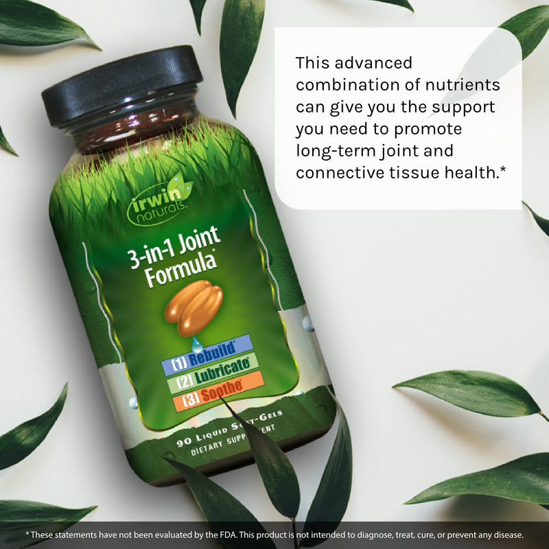 [Australia] - Irwin Naturals 3-in-1 Joint Formula - Powerful Joint Support Supplement with Glucosamine, Chondroitin, Turmeric & Boswellia - 90 Liquid Softgels 
