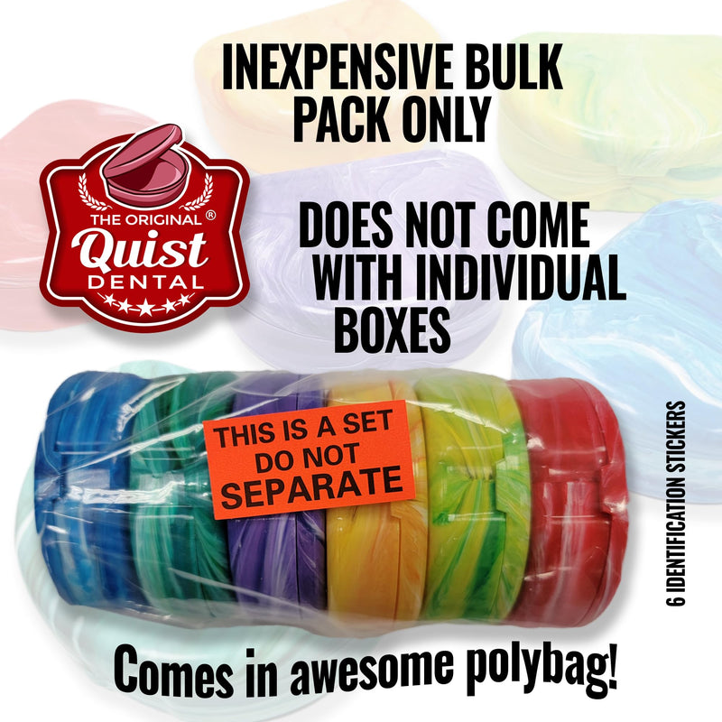 USA Made QUIST Dental® - Bulk Marble Retainer Cases (6) - Vent Holes - BPA Free - Unique Look