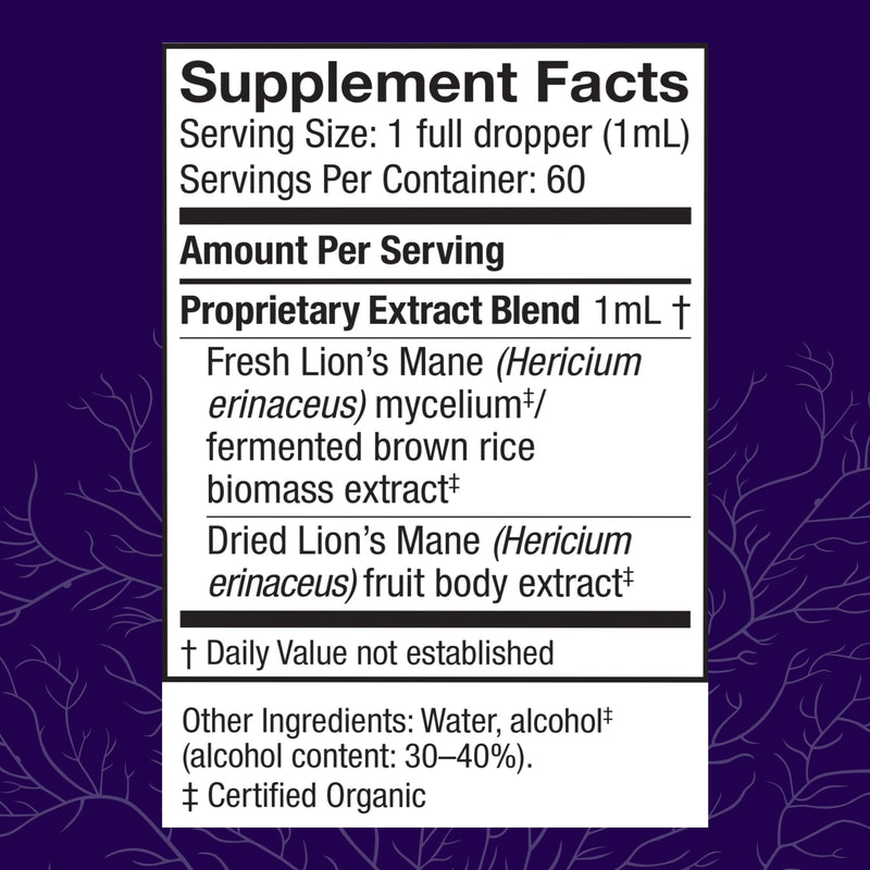 [Australia] - Host Defense Mushrooms Lion's Mane Extract - Lion's Mane Liquid Supplement for Brain Health - Mushroom Support for Focus & Memory Function - Immune & Nervous System Support - 2 fl oz (60 Servings)* 2 Fl Oz (Pack of 1) 