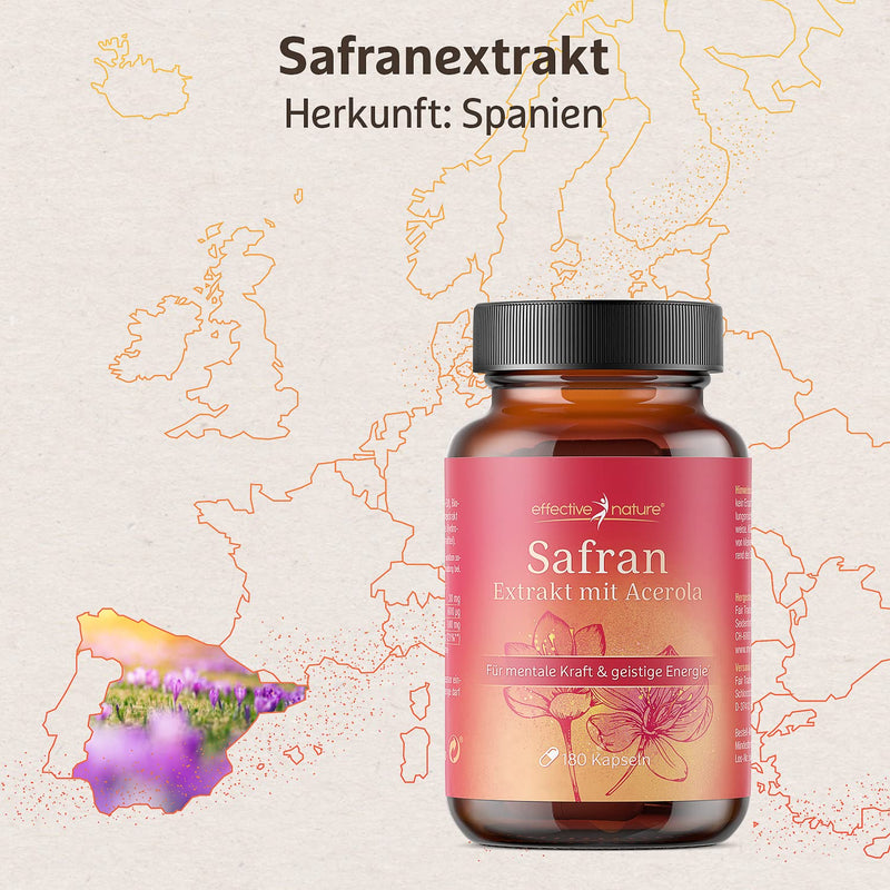 [Australia] - Saffron extract capsules - 180 pieces for 3 months - With 30 mg saffron from Spain - Safranal content of at least 2% (600 µg) - With vitamin C from organic acerola 