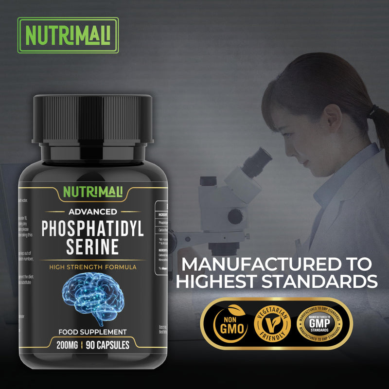 Phosphatidylserine Capsules | High Strength Formula - 200mg | 90 Vegan Capsules | Food Supplement – Non GMO | By NutriMali