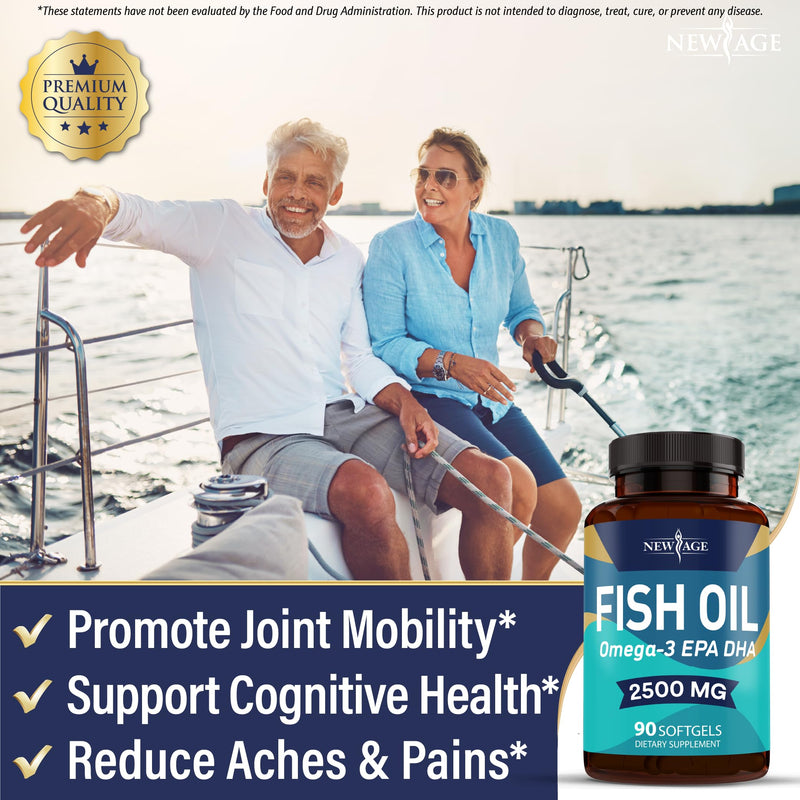 NEW AGE Omega 3 Fish Oil Supplement - Non GMO - EPA, DHA Fatty Acids Gluten Free (270 Softgels (Pack of 3)) 270 Softgels (Pack of 3)