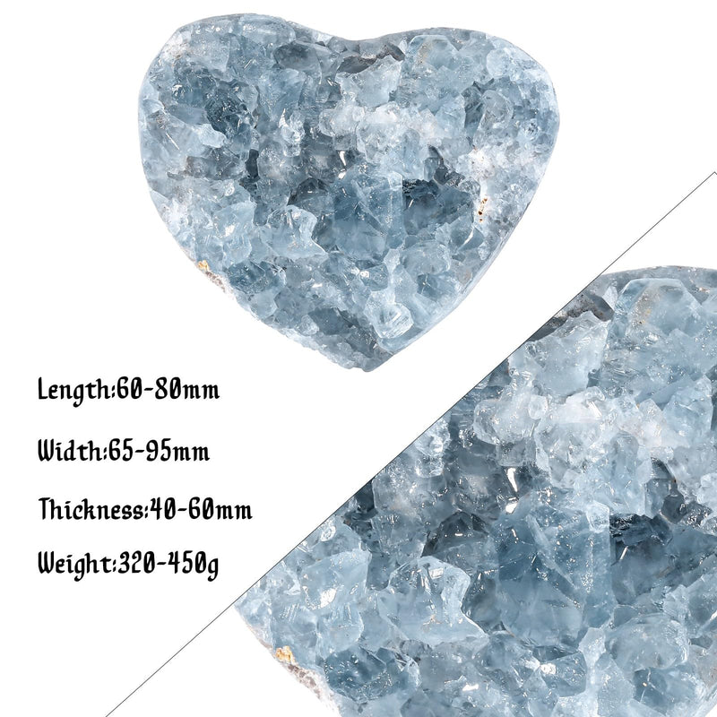 SUNYIK 320-450g Natural Heart Shaperd Raw Celestite Crystal Geode Cluster | Irreguar Blue Calcite Crystal, Rough Geode Quartz Mineral Specimen, for Reiki Healing Meditation Balancing, Home Decor 2.3x2.5x1.5"(320-450g)