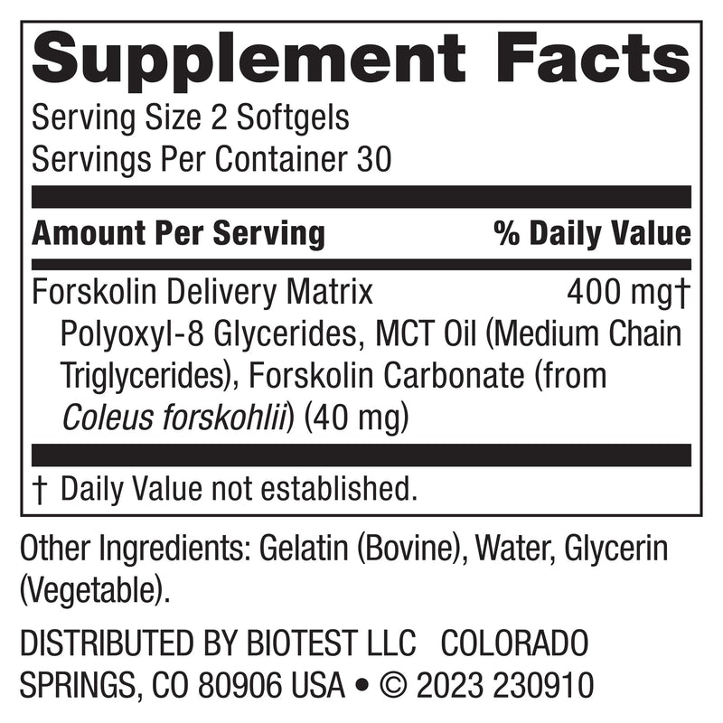 [Australia] - Biotest Carbolin 19 High-Performance Forskolin (30 Day Supply) 60 Softgels 