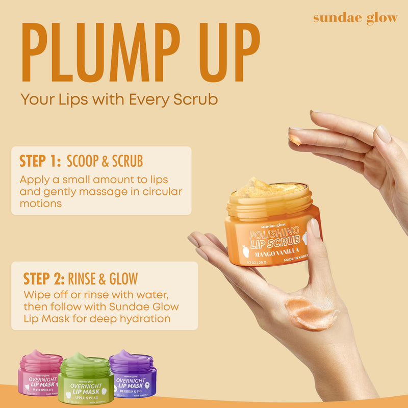 [Australia] - Lip Scrub with Mango Vanilla ‚Äì Exfoliates, Hydrates & Repairs ‚Äì Smooths, Softens & Revitalizes Dry Lips ‚Äì Dermatologist Tested, Korean Skin Care ‚Äì Clean Beauty, Cruelty-Free ‚Äì 1 Pack 
