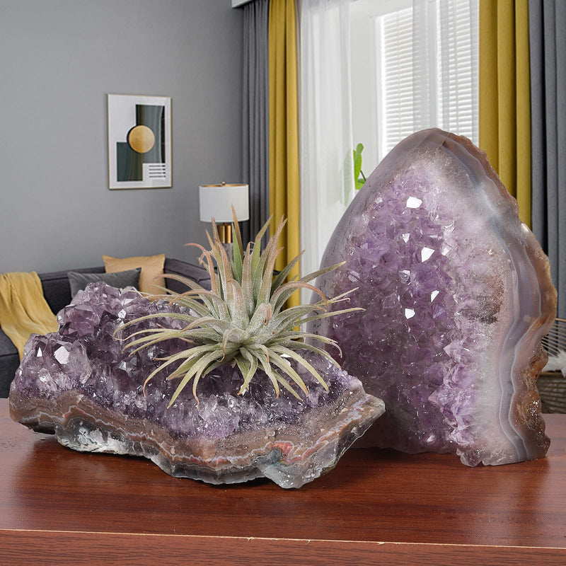 SUNYIK 1.3 LB Natural Raw Amethyst Crystal Cluster Geode Home Decor | Self Standing Rough Amethyst Crystal Geode, Natural Mineral Specimen, Reiki Healing Chakra Meditation, Crystal Collection 1.1-1.32 lb (self-stand)