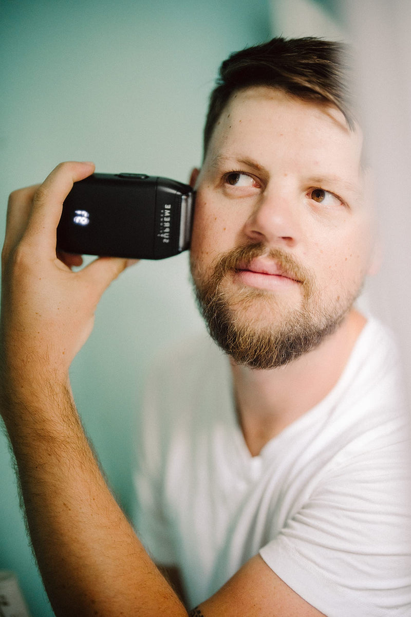 [Australia] - Supreme Trimmer Crunch STF602 – Waterproof Double Foil Shaver for Men | 150 Min Runtime, Wet/Dry Cordless & Corded Electric Razor | Hypoallergenic Foils for Face, Head & Stubble Black 