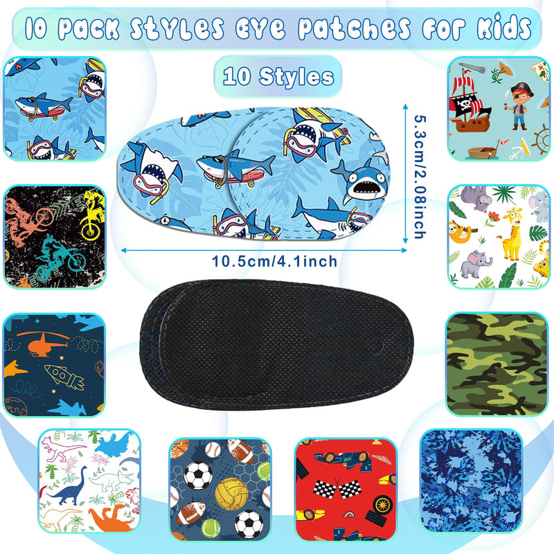 Panelee Adhesive Eye Patches for Kids with 10 Styles and Reward Poster, Latex Free Eye Pad Bulk Blocking Fun Cute Designs Cotton Adhesive Bandages for Toddler Lazy Eye(Cute)