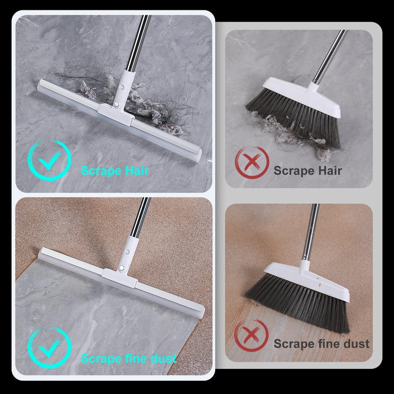 [Australia] - Rubber Squeegee Broom for Floor,62" Long Handle Window Squeegee, Silicone Pet Hair Remover,Magic Broom for Indoor Cleaning,Cleans glass, hair, fine dust, liquids, suitable for Smooth Floors, Rugs 